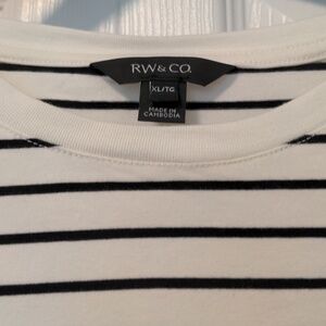 RW&CO. White and Black Striped Crewneck Tee